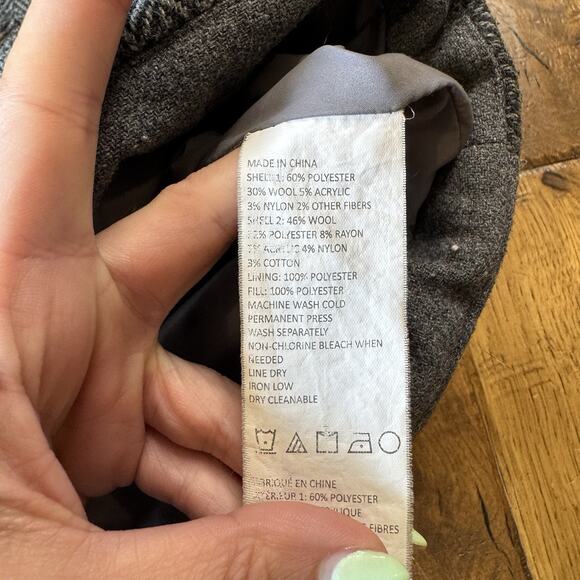 prAna Vest Women's Size M Hooded Grey Plaid Wool Sherpa Lined Outdoor - Picture 5 of 6